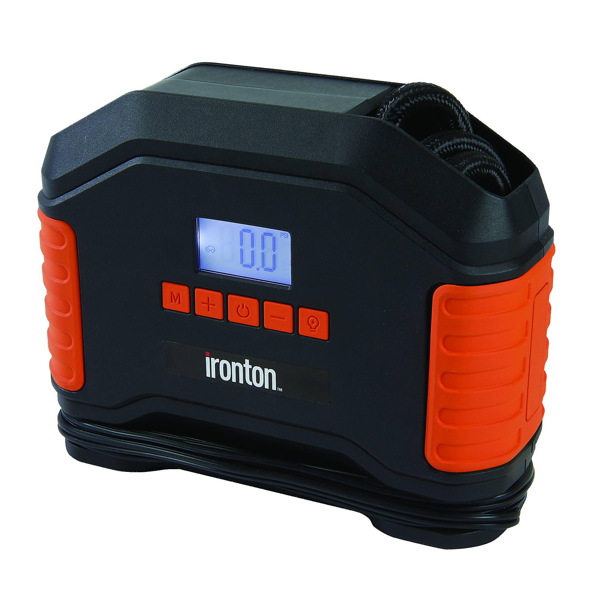 Ironton Portable Tire Inflator/Air Compressor, Automatic Shutoff, LED Light